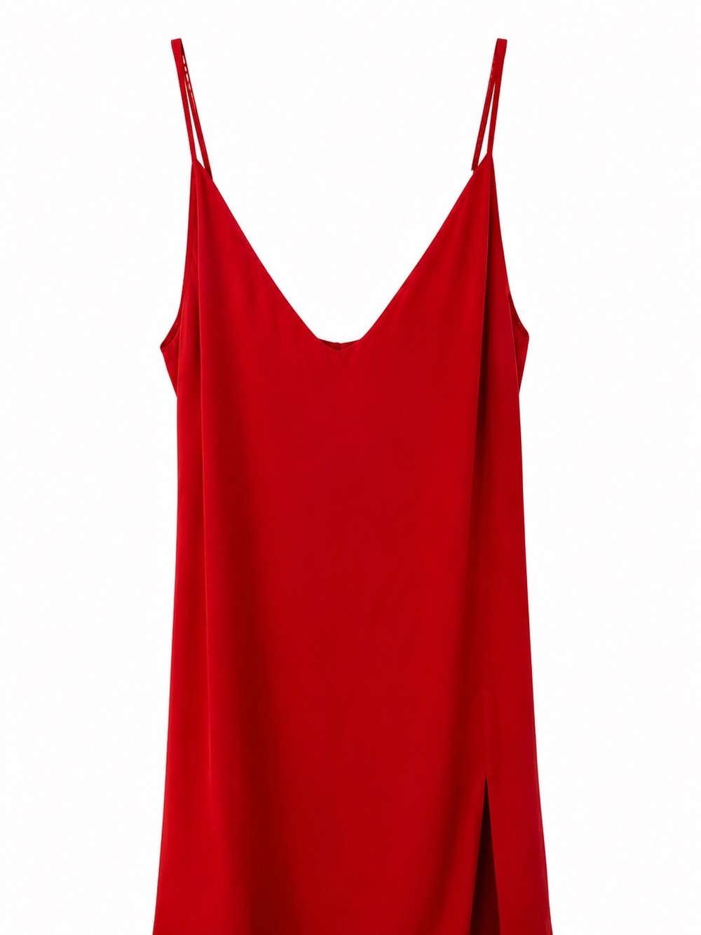 Reformation Marlowe Scarlet Red V-Neck Slip Dress Mini Side Slit